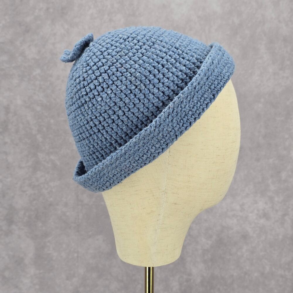 Blue‎ Flower Vintage Y2K Cable Knit Caps Funky Beanie Hat